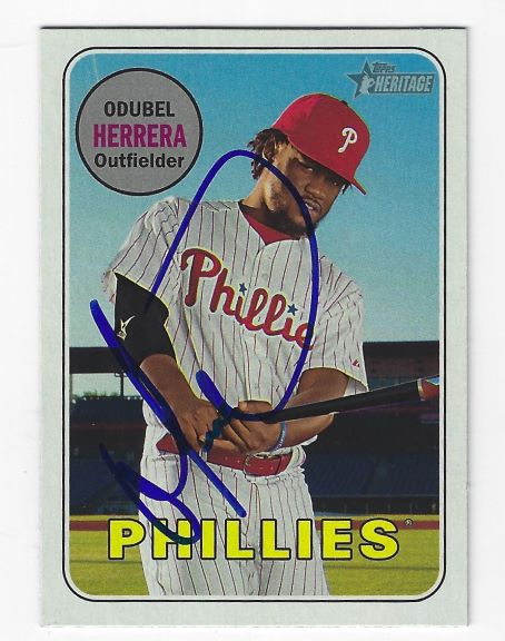 Autographed ODUBEL HERRERA Philadelphia Phillies 2018 Topps Heritage Card