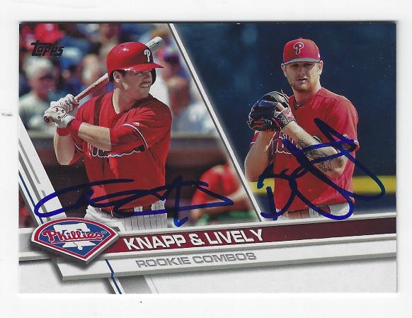 Autographed ANDREW KNAPP & BEN LIVELY  Philadelphia Phillies 2017 Topps Card