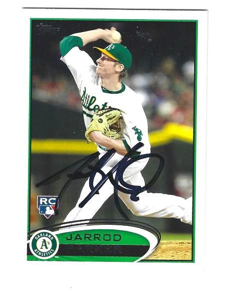 Autographed JARROD PARKER Oakland A's 2012 Topps Card