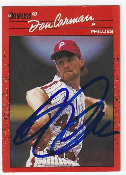 Autographed DON CARMAN Philadelphia Phillies 1990 Donruss Card