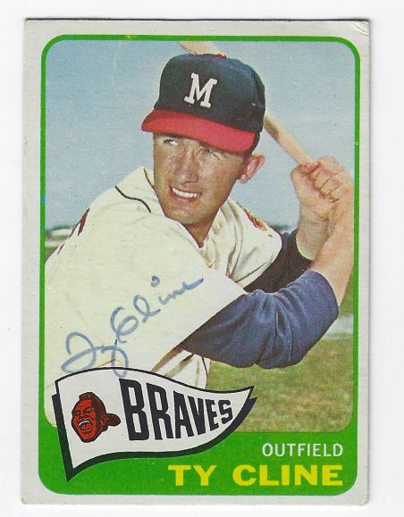Autographed TY CLINE Milwaukee Braves 1965 Topps Card