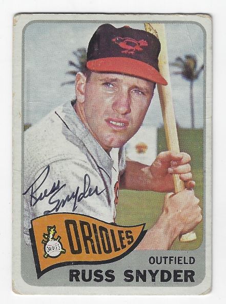 Autographed RUSS SNYDER Baltimore Orioles 1965 Topps Card