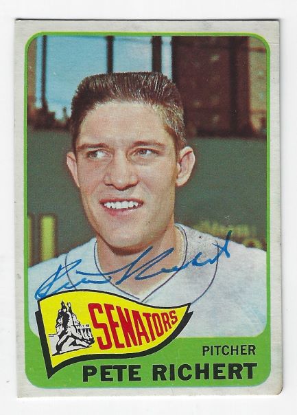 Autographed PETE RICHERT Washington Senators 1965 Topps Card