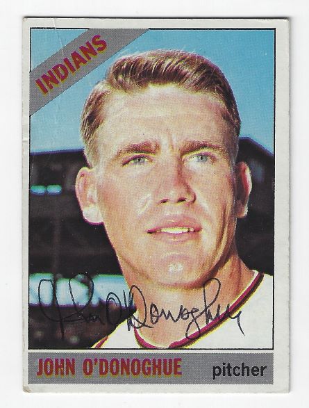 Autographed JOHN O'DONOGHUE Cleveland Indians 1966 Topps Card