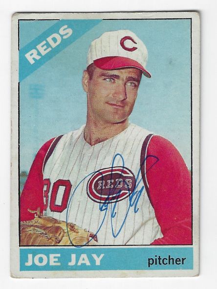 Autographed JOEY JAY Cincinnati Reds 1966 Topps Card