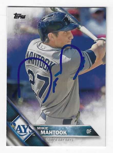Autographed MIKE MAHTOOK Tampa Bay Rays 2016 Topps Card