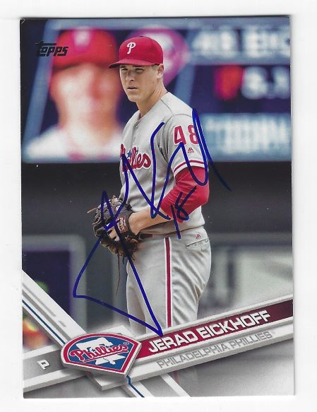 Autographed JERAD EICKHOFF Philadelphia Phillies 2017 Topps Card