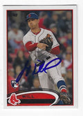 Autographed WILL MIDDLEBROOKS Boston Red Sox 2012 Topps Card