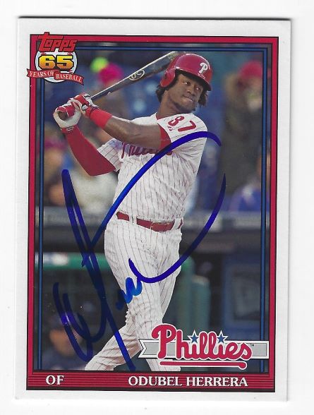 Autographed ODUBEL HERRERA Philadelphia Phillies 2016 Topps Archives Card