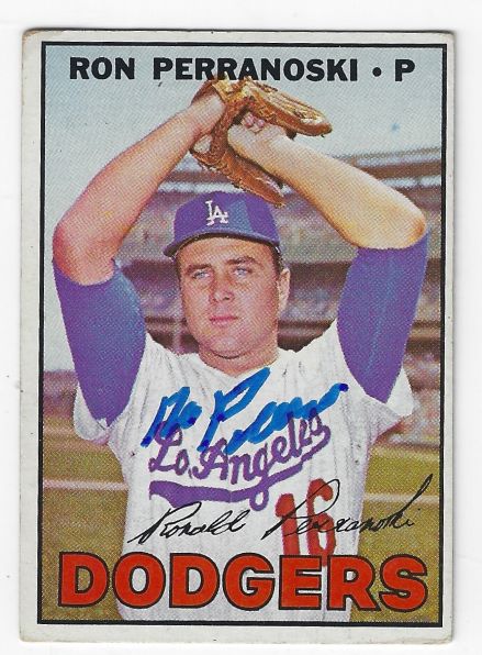 Autographed RON PERRANOSKI Los Angeles Dodgers 1967 Topps Card