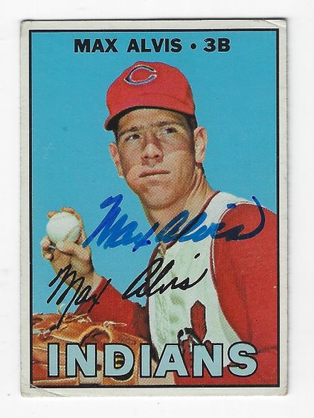Autographed MAX ALVIS Cleveland Indians 1967 Topps Card