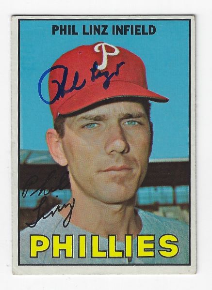 Autographed PHIL LINZ Philadelphia Phillies 1967 Topps Card