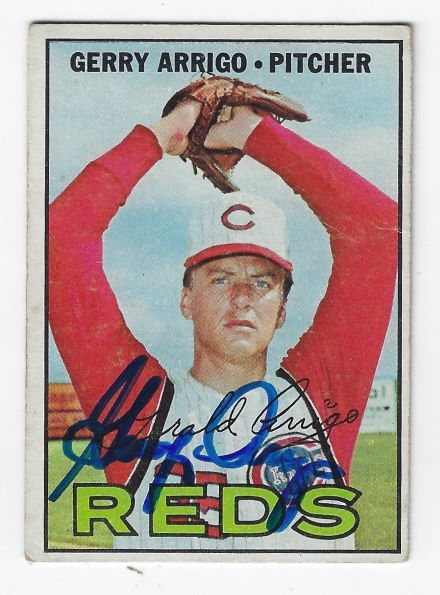 Autographed GERRY ARRIGO Cincinnati Reds 1967 Topps Card
