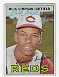 Autographed DICK SIMPSON Cincinnati Reds 1967 Topps Card