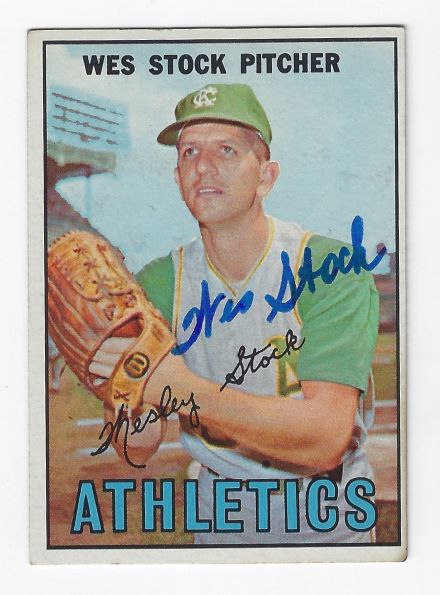 Autographed WES STOCK Oakland A's 1967 Topps Card