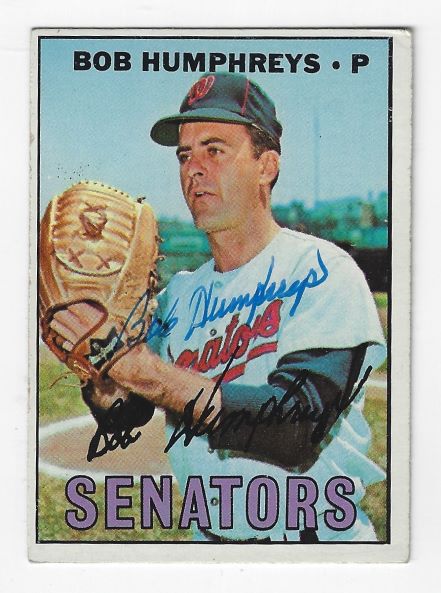 Autographed BOB HUMPHREYS Washington Senators 1967 Topps Card
