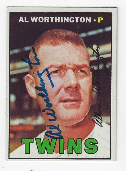 Autographed AL WORTHINGTON Minnesota Twins 1967 Topps Card