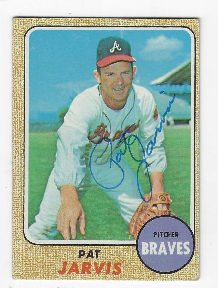 Autographed PAT JARVIS Atlanta Braves 1968 Topps card