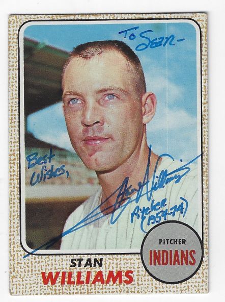 Autographed STAN WILLIAMS Cleveland Indians 1968 Topps Card