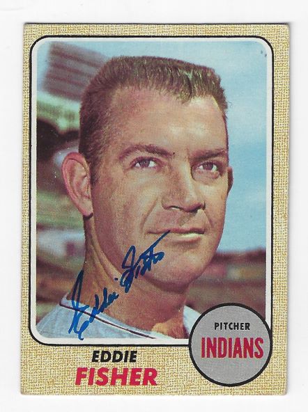 Autographed Eddie Fisher Cleveland Indians 1968 Topps card