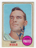 Autographed GARY KOLB Pittsburgh Pirates 1968 Topps Card
