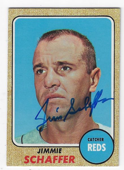 Autographed JIMMIE SCHAFFER Cincinnati Reds 1968 Topps Card