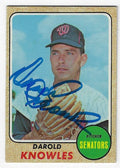 Autographed DAROLD KNOWLES Washington Senators 1968 Topps  Card