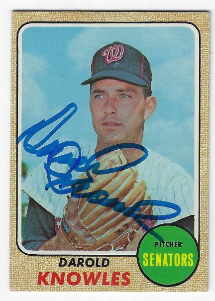 Autographed DAROLD KNOWLES Washington Senators 1968 Topps  Card
