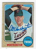 Autographed AL WORTHINGTON Minnesota Twins 1968 Topps Card