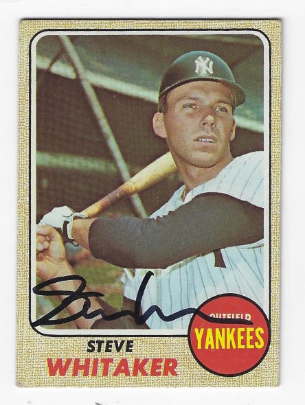 Autographed STEVE WHITAKER New York Yankees 1968 Topps Card