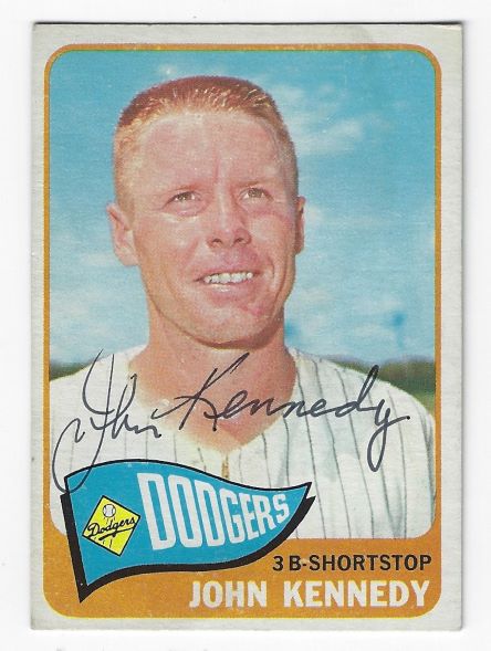 Autographed JOHN KENNEDY Los Angeles Dodgers 1965 Topps Card