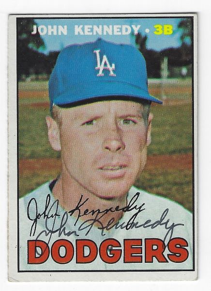 Autographed JOHN KENNEDY Los Angeles Dodgers 1967 Topps Card