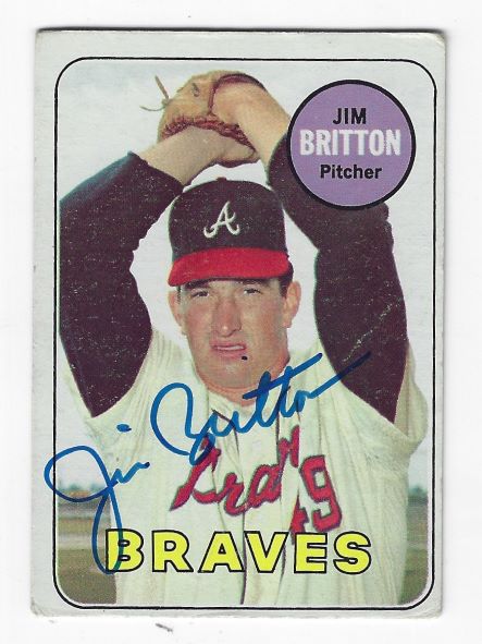 Autographed JIM BRITTON Atlanta Braves 1969 Topps Card