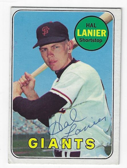 Autographed HAL LANIER San Francisco Giants 1969 Topps Card