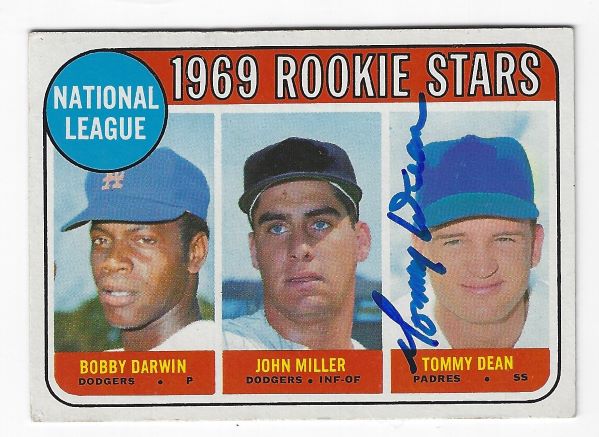 Autographed TOMMY DEAN San Diego Padres 1969 Topps Card