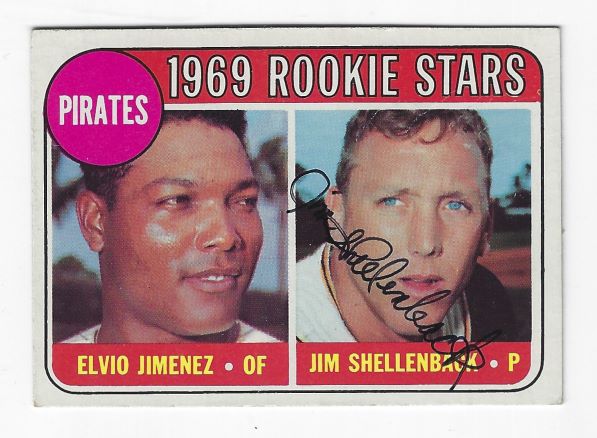 Autographed JIM SHELLENBACK Pittsburgh Pirates 1969 Topps Card