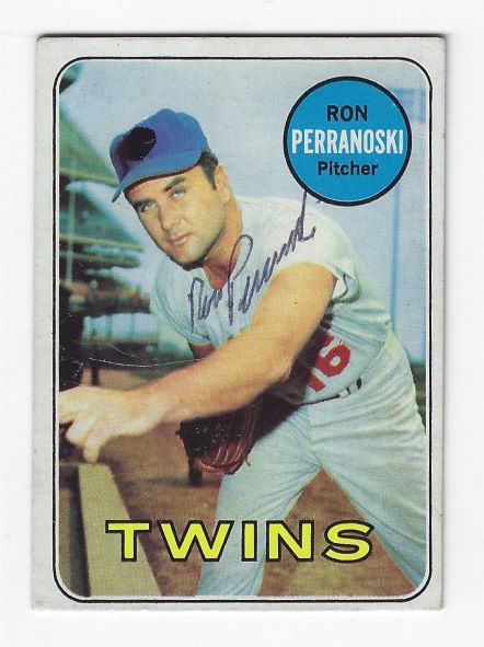 Autographed RON PERRANOSKI Minnesota Twins 1969 Topps Card