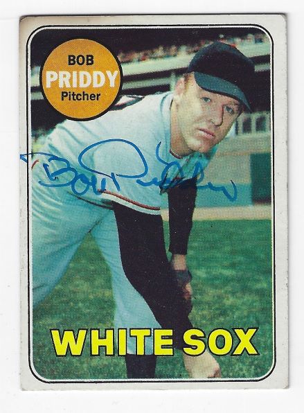 Autographed BOB PRIDDY Chicago White Sox 1969 Topps Card