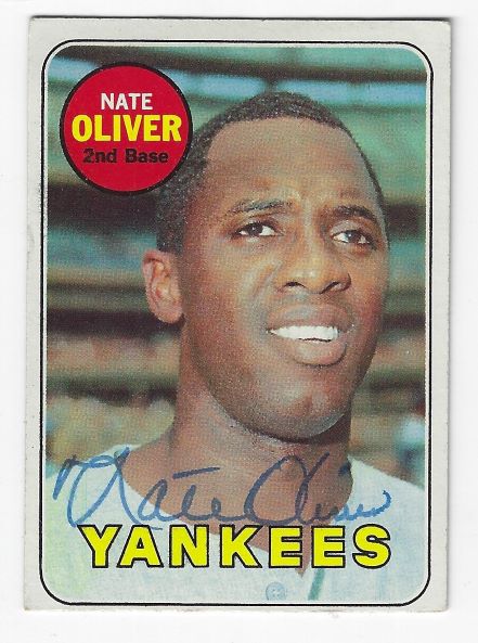 Autographed NATE OLIVER New York Yankees 1969 Topps Card