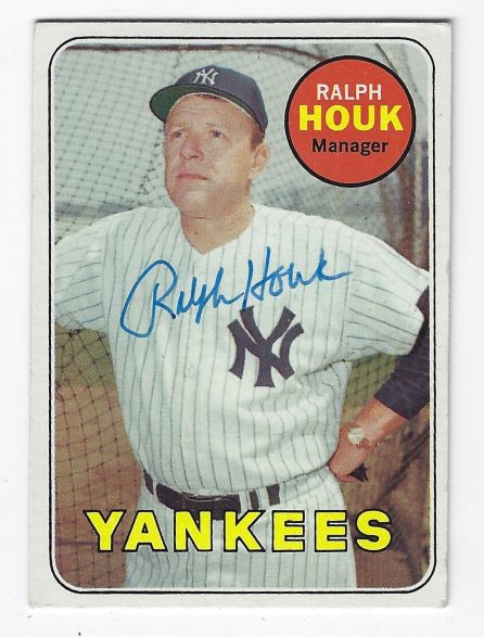 Autographed RALPH HOUK New York Yankees 1969 Topps Card