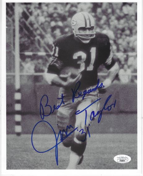 Autographed  JIM TAYLOR 8X10 Green Bay Packers Photo JSA