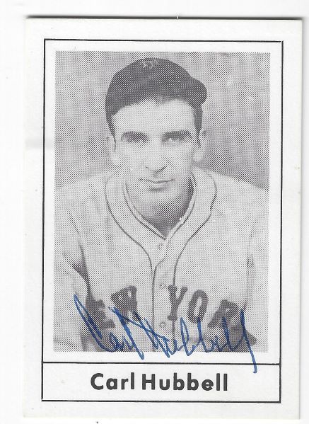 Autographed CARL HUBBELL New York Giants 1978 Grand Slam Card