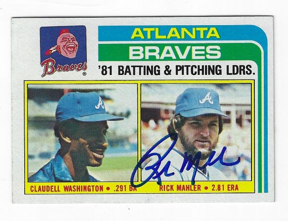 Autographed RICK MAHLER Atlanta Braves 1982 Topps Card