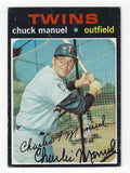 Autographed CHARLIE MANUEL Minnesota Twins 1971 Topps Card
