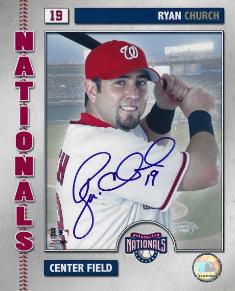 Autographed RYAN CHURCH 8x10 Washington Nationals Photo