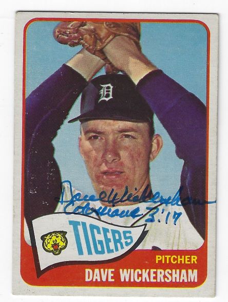 Autographed DAVE WICKERSHAM Detroit Tigers 1965 Topps Card