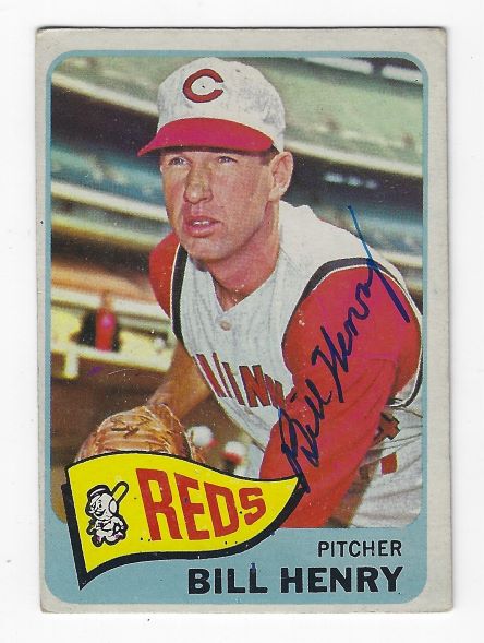 Autographed BILL HENRY Cincinnati Reds 1965 Topps Card