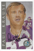 Autographed Paul Krause Minnesota Vikings Ron Mix Hall of Fame Card