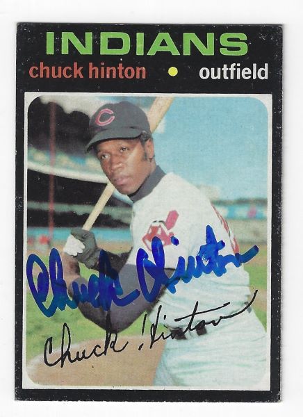 Autographed CHUCK HINTON Cleveland Indians 1971 Topps card