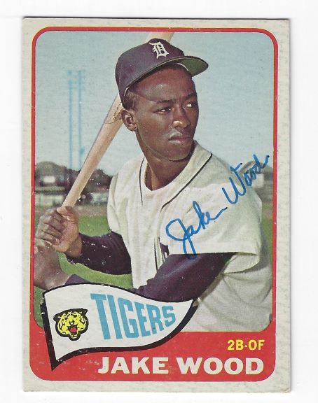 Autographed JAKE WOOD Detroit Tigers 1965 Topps Card